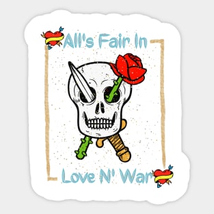 Skull Love And War Design Sticker